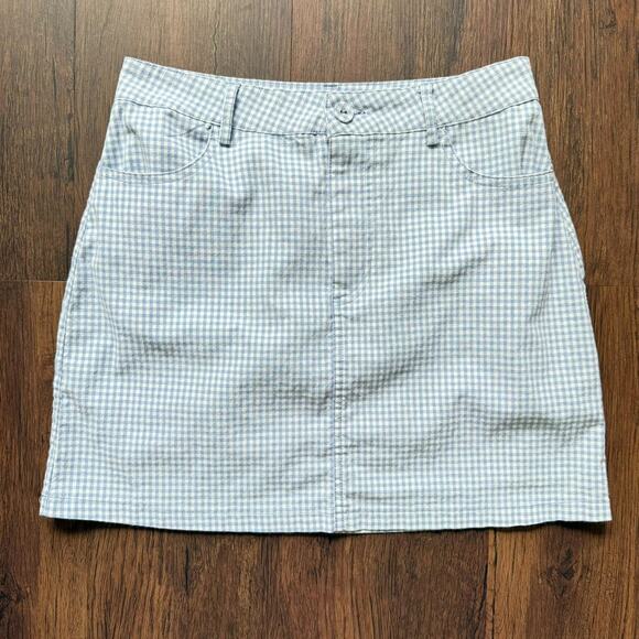 Forever 21 Blue White Gingham Mini Skirt Women’s Small - Picture 1 of 5